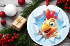 Christmas Round Cute Animal Ornament Sublimation Product Image 1