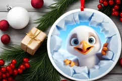 Christmas Round Cute Animal Ornament Sublimation Product Image 1