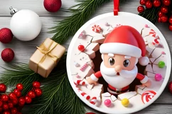 Christmas Round Cute Animal Ornament Sublimation Product Image 1