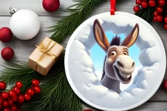 Christmas Round Cute Animal Ornament Sublimation Product Image 1
