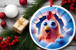 Christmas Round Cute Animal Ornament Sublimation Product Image 1