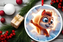 Christmas Round Cute Animal Ornament Sublimation Product Image 1