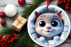 Christmas Round Cute Animal Ornament Sublimation Product Image 1