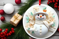 Christmas Round Ornament Sublimation Snowman Face Product Image 1