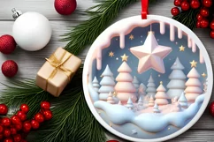 Christmas Round Ornament Sublimation Product Image 1