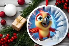 Christmas Round Cute Animal Ornament Sublimation Product Image 1