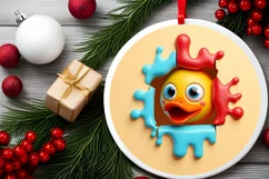 Christmas Round Cute Animal Ornament Sublimation Product Image 1