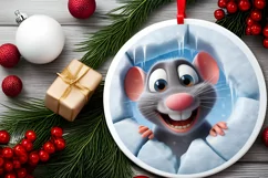 Christmas Round Cute Animal Ornament Sublimation Product Image 1