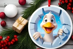 Christmas Round Cute Animal Ornament Sublimation Product Image 1
