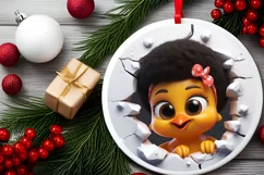 Christmas Round Cute Animal Ornament Sublimation Product Image 1