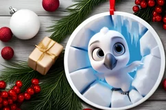 Christmas Round Cute Animal Ornament Sublimation Product Image 1