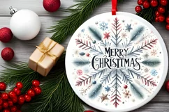 Snow Flake Christmas Round Cute Ornament Sublimation Product Image 1