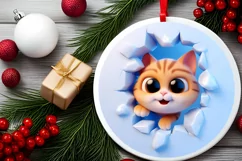 Christmas Round Cute Animal Ornament Sublimation Product Image 1