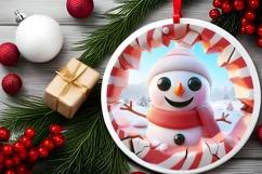 Christmas Round Cute Animal Ornament Sublimation Product Image 2