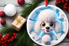 Christmas Round Cute Animal Ornament Sublimation Product Image 1