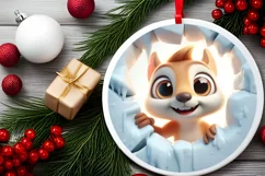 Christmas Round Cute Animal Ornament Sublimation Product Image 1