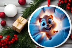 Christmas Round Cute Animal Ornament Sublimation Product Image 1