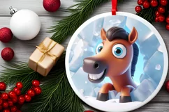 Christmas Round Cute Animal Ornament Sublimation Product Image 1