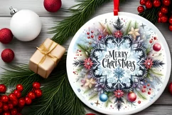 Snow Flake Christmas Round Cute Ornament Sublimation Product Image 1