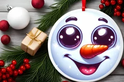 Christmas Round Ornament Sublimation Snowman Face Product Image 4