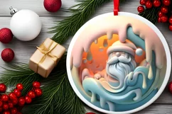 Pastel Christmas Round Ornament Sublimation Product Image 1