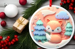 Pastel Christmas Round Ornament Sublimation Product Image 1