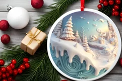Christmas Round Ornament Sublimation Product Image 1