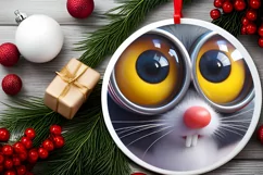 Christmas Round Ornament Sublimation Mouse Face Product Image 4
