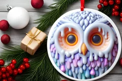Pastel Christmas Round Ornament Sublimation Product Image 1