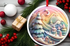Christmas Round Ornament Sublimation Product Image 1