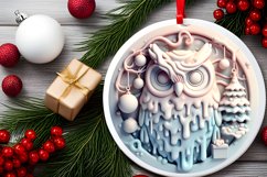 3D Pastel Christmas Round Ornament Sublimation Product Image 1