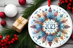 Snow Flake Christmas Round Cute Ornament Sublimation Product Image 1