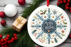 Snow Flake Christmas Round Cute Ornament Sublimation Product Image 1