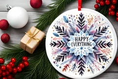 Snow Flake Christmas Round Cute Ornament Sublimation Product Image 1