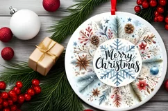 Snow Flake Christmas Round Cute Ornament Sublimation Product Image 1