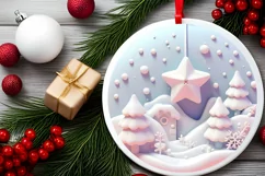 Christmas Round Ornament Sublimation Product Image 1