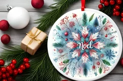 Snow Flake Christmas Round Cute Ornament Sublimation Product Image 1
