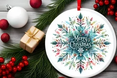 Snow Flake Christmas Round Cute Ornament Sublimation Product Image 1
