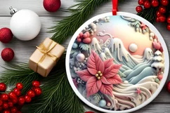 3D Pastel Christmas Round Ornament Sublimation Product Image 1
