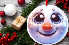 Christmas Round Ornament Sublimation Snowman Face Product Image 4