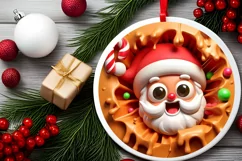 Christmas Round Santa Ornament Sublimation Ornament Product Image 1
