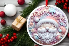 Stained Glass Christmas Round Ornament Sublimation Product Image 1