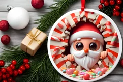 Christmas Round Santa Ornament Sublimation Ornament Product Image 4