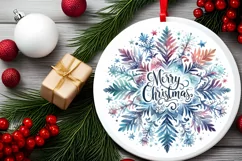 Snow Flake Christmas Round Cute Ornament Sublimation Product Image 1
