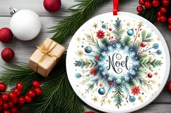 Snow Flake Christmas Round Cute Ornament Sublimation Product Image 1