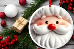 Christmas Round Ornament Sublimation Santa Face Product Image 4
