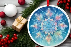Believe Snow Flake Christmas Round Cute Ornament Sublimation Product Image 1