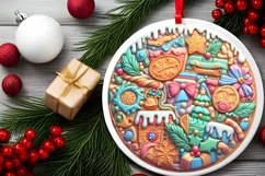 Pastel Christmas Round Ornament Sublimation Product Image 1