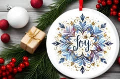 Snow Flake Christmas Round Cute Ornament Sublimation Product Image 1