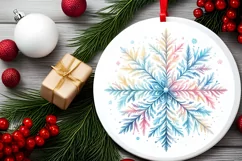 Snow Flake Christmas Round Cute Ornament Sublimation Product Image 1
